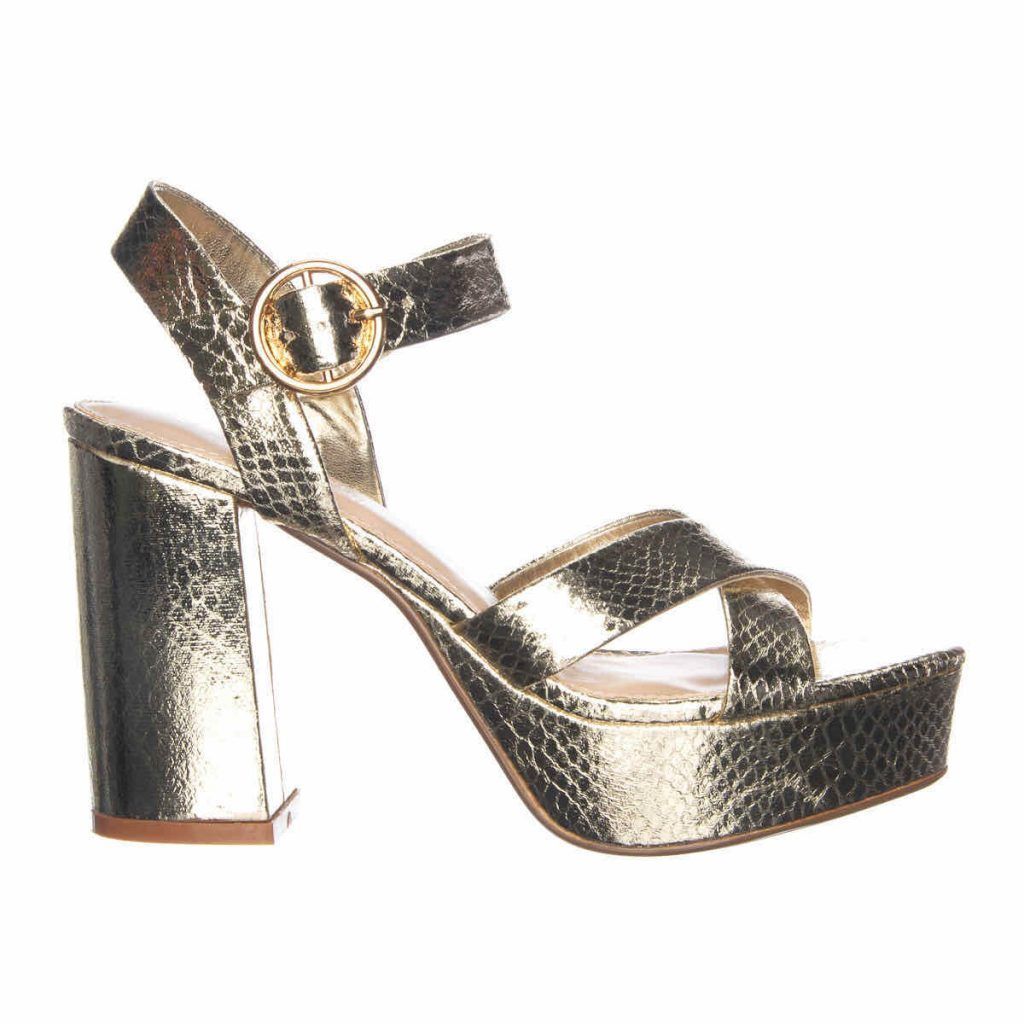 Shop at Bristol these beautiful gold sandals, real party shoes